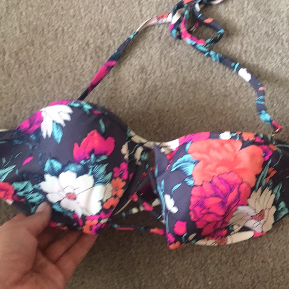 floral halter/bandeau convertible swim bikini top - Picture 2 of 5